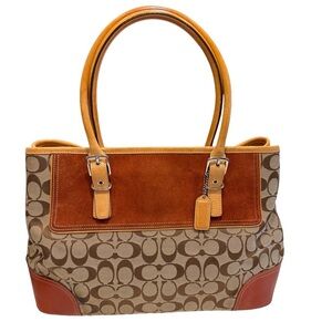 Coach | VTG 2003 ZOE Satchel / Tote Signature Monogram Rust Suede F3J-6367  EUC
